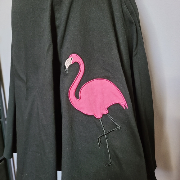Collectif Black A-Line Skirt with Pink Flamingo Accent - Picture 2 of 9